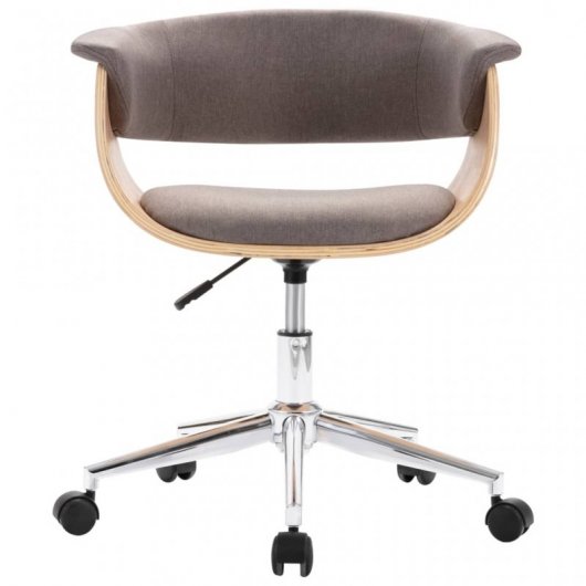 VidaXL Silla de Oficina Giratoria de Madera Curvada y Tela Gris Taupe