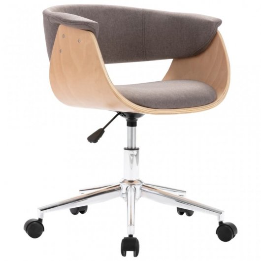 VidaXL Silla de Oficina Giratoria de Madera Curvada y Tela Gris Taupe