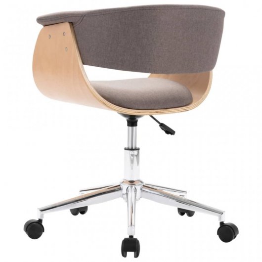 VidaXL Silla de Oficina Giratoria de Madera Curvada y Tela Gris Taupe