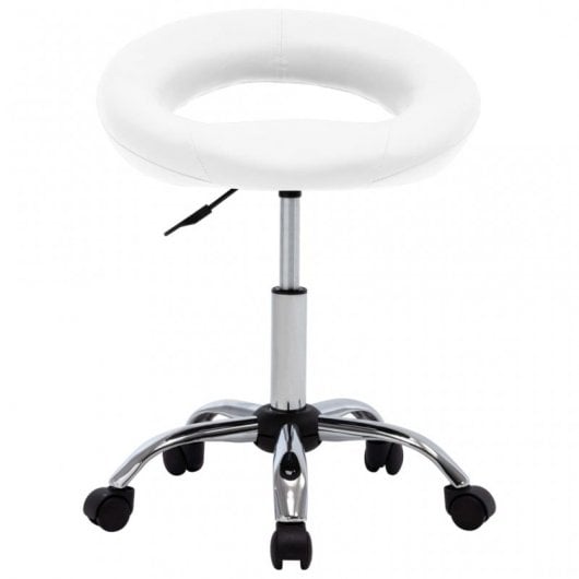 VidaXL Chaise de Travail à Roulettes Cuir Synthétique Blanc