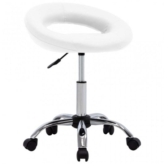 VidaXL Chaise de Travail à Roulettes Cuir Synthétique Blanc