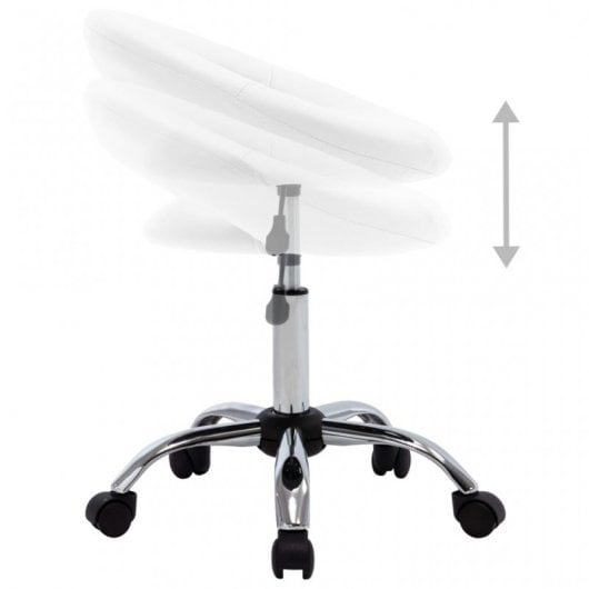 VidaXL Chaise de Travail à Roulettes Cuir Synthétique Blanc