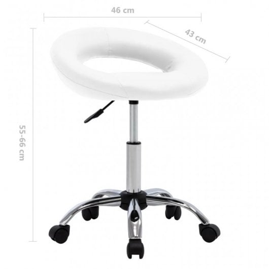 VidaXL Chaise de Travail à Roulettes Cuir Synthétique Blanc