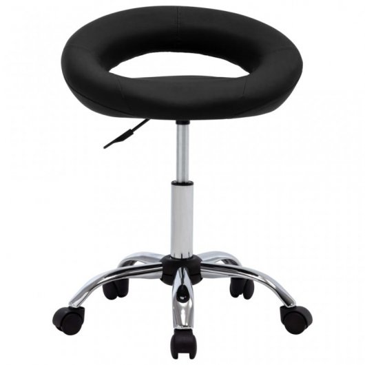 VidaXL Chaise de Travail à Roulettes Cuir Synthétique Noir