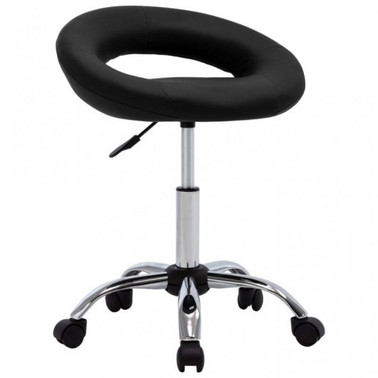 VidaXL Chaise de Travail à Roulettes Cuir Synthétique Noir