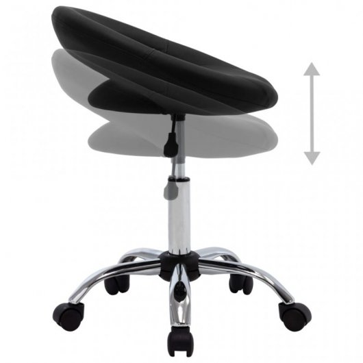 VidaXL Chaise de Travail à Roulettes Cuir Synthétique Noir
