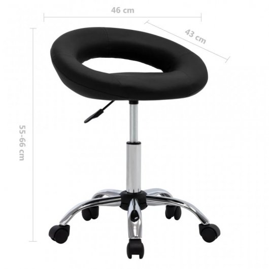 VidaXL Chaise de Travail à Roulettes Cuir Synthétique Noir