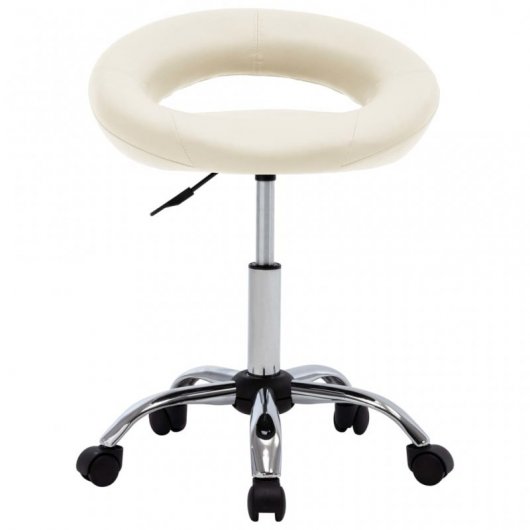 VidaXL Chaise de Travail à Roulettes Cuir Synthétique Crème