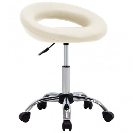 VidaXL Chaise de Travail à Roulettes Cuir Synthétique Crème