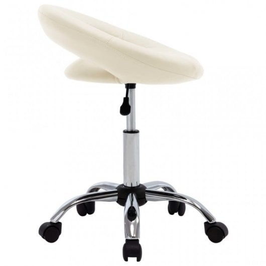 VidaXL Chaise de Travail à Roulettes Cuir Synthétique Crème