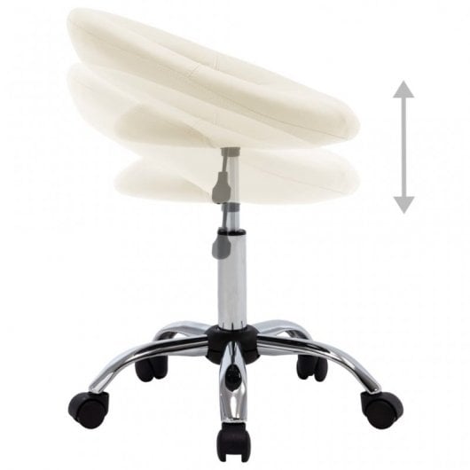 VidaXL Chaise de Travail à Roulettes Cuir Synthétique Crème