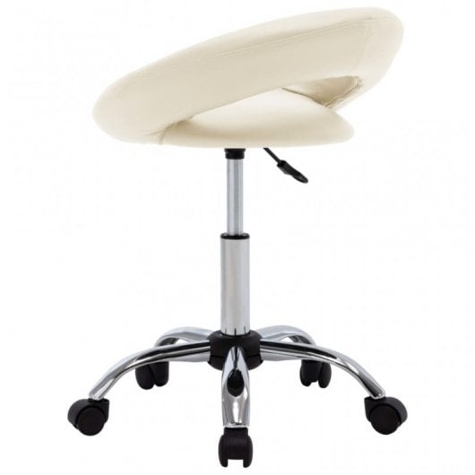 VidaXL Chaise de Travail à Roulettes Cuir Synthétique Crème