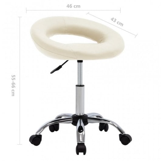 VidaXL Chaise de Travail à Roulettes Cuir Synthétique Crème
