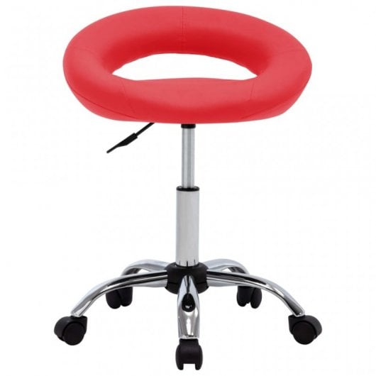 VidaXL Silla de Trabajo con Ruedas Cuero Sintético Rojo