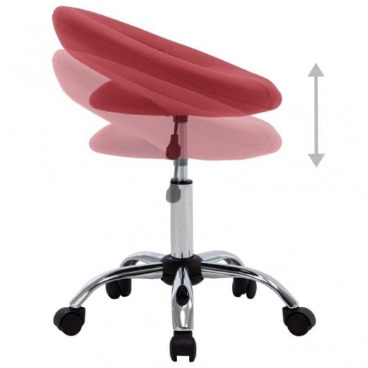 VidaXL Silla de Trabajo con Ruedas Cuero Sintético Rojo Tinto