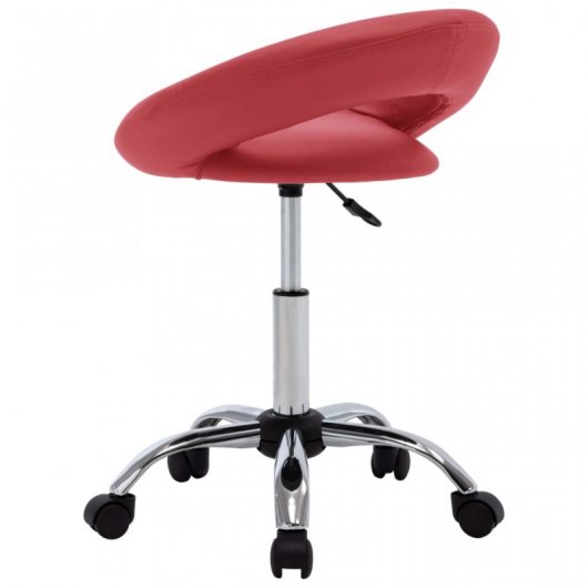 VidaXL Silla de Trabajo con Ruedas Cuero Sintético Rojo Tinto