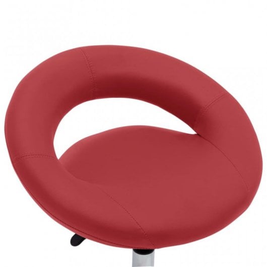 VidaXL Silla de Trabajo con Ruedas Cuero Sintético Rojo Tinto