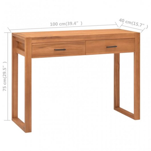 Bureau VidaXL avec 2 tiroirs en bois de teck recyclé
