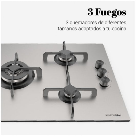 Universal Blue Maia X-Plus Placa a Gás Butano 3 Zonas 60cm Inox