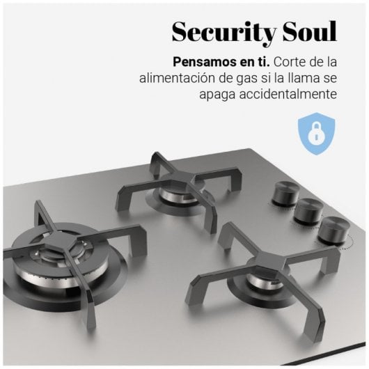 Universal Blue Maia X-Plus Placa a Gás Butano 3 Zonas 60cm Inox
