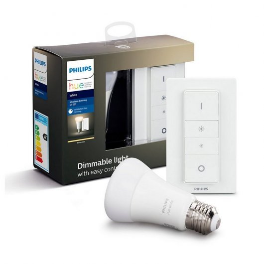 Philips Pack Hue White Mando + Bombilla LED E27 9W Blanco Cálido + Hue Bridge