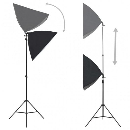 vidaXL Kit studio photo 2 projecteurs + arrière-plan