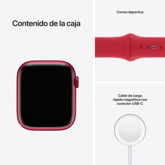 Apple Watch Series 7 GPS 45mm Alumínio Vermelho com Bracelete Desportiva Vermelha