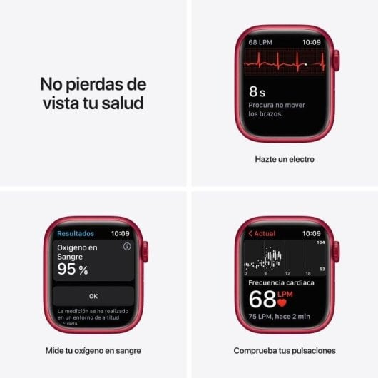 Apple Watch Series 7 GPS + Cellular 41mm OLED Rouge Étanche IP6X SpO2 Pulsomètre