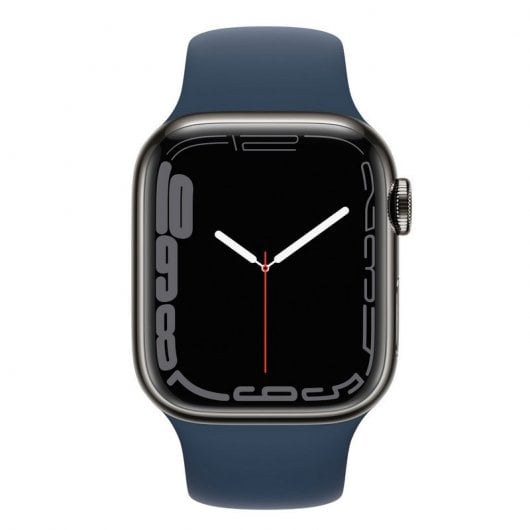 Apple Watch Series 7 GPS + Cellular, 41mm Cassa in Acciaio inossidabile Grafite con Cinturino Sport Azzurro