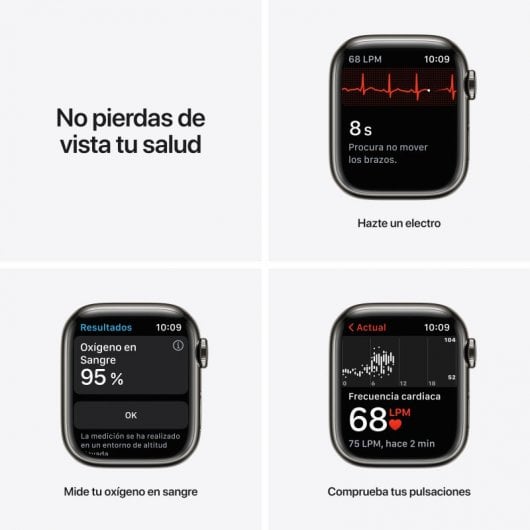 Apple Watch Series 7 GPS + Cellular 41mm Caja Acero Inoxidable Grafito con Correa Deportiva Azul