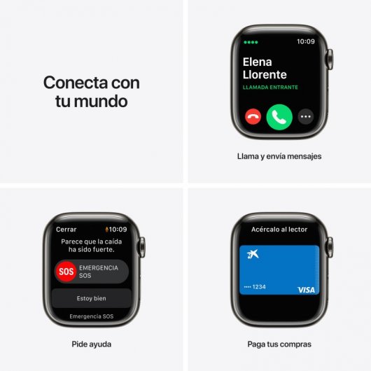 Apple Watch Series 7 GPS + Cellular, 41mm Cassa in Acciaio inossidabile Grafite con Cinturino Sport Azzurro