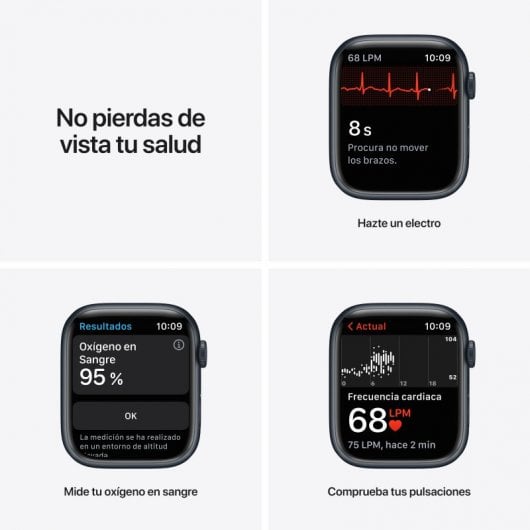 Apple Watch Series 7 GPS + Cellular 45mm Aluminio Negro con Correa Deportiva Negra