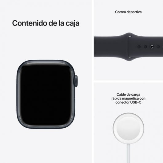 Apple Watch Series 7 GPS + Cellular 45mm Aluminio Negro con Correa Deportiva Negra