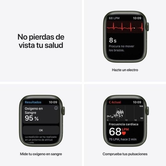 Apple Watch Series 7 GPS Cellular 45mm OLED Verde Resistente à Água IP6X SpO2 ECG