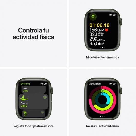 Apple Watch Series 7 GPS + Cellular 45mm Aluminio Verde con Correa Deportiva Verde