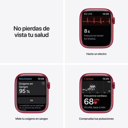 Apple Watch Series 7 GPS + Cellular 45mm Aluminio Rojo con Correa Deportiva Roja