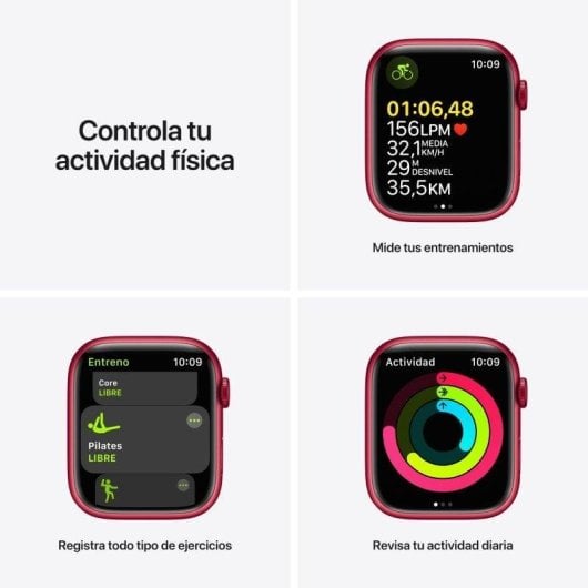 Apple Watch Series 7 GPS + Cellular 45mm Aluminio Rojo con Correa Deportiva Roja