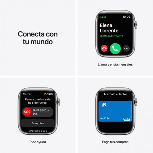 Apple Watch Series 7 GPS + Cellular 45mm Caixa Aço Inoxidável Prateado com Bracelete Malha Prateada