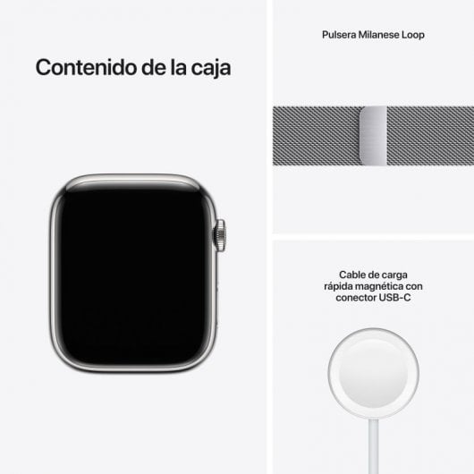 Apple Watch Series 7 GPS + Cellular 45mm Caixa Aço Inoxidável Prateado com Bracelete Malha Prateada