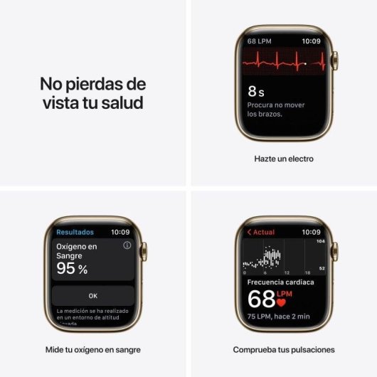Apple Watch Series 7 GPS + Cellular 45mm OLED Acier Doré Bracelet Bordeaux Étanche IP6X SpO2 ECG