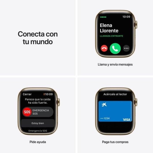 Apple Watch Series 7 GPS + Cellular 45mm OLED Acier Doré Bracelet Bordeaux Étanche IP6X SpO2 ECG