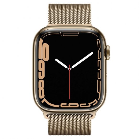 Apple Watch Series 7 GPS + Cellular 45mm Caixa Aço Inoxidável Dourada com Bracelete Malha Dourada