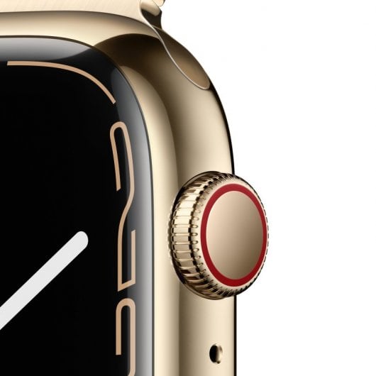 Apple Watch Series 7 GPS + Cellular 45mm Caixa Aço Inoxidável Dourada com Bracelete Malha Dourada