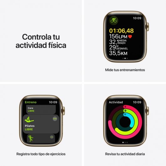 Apple Watch Series 7 GPS + Cellular 45mm Caixa Aço Inoxidável Dourada com Bracelete Malha Dourada