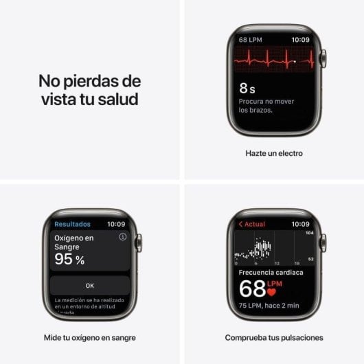 Apple Watch Series 7 GPS + Cellular 45mm Caja Acero Inoxidable Grafito con Correa Deportiva Azul