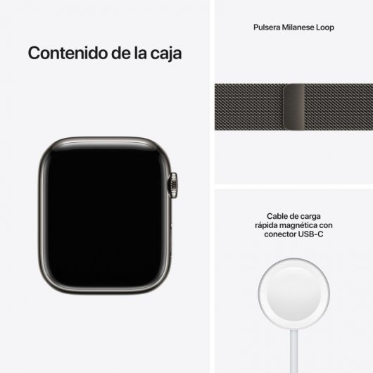 Apple Watch Series 7 GPS + Cellular, 45mm Cassa in Acciaio inossidabile Grafite con Maglia Milanese Grafite