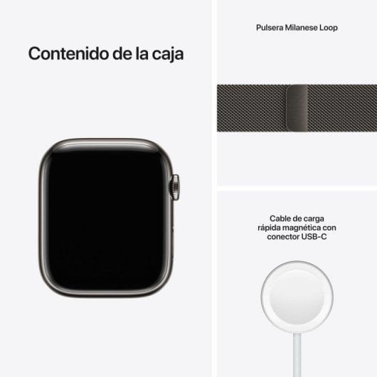 Apple Watch Series 7 GPS + Cellular 45mm Caja Acero Inoxidable Grafito con Correa Milanesa Grafito