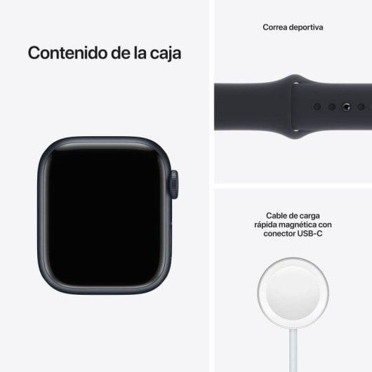 Apple Watch Series 7 GPS 41mm Aluminio Negro con Correa Deportiva Negra