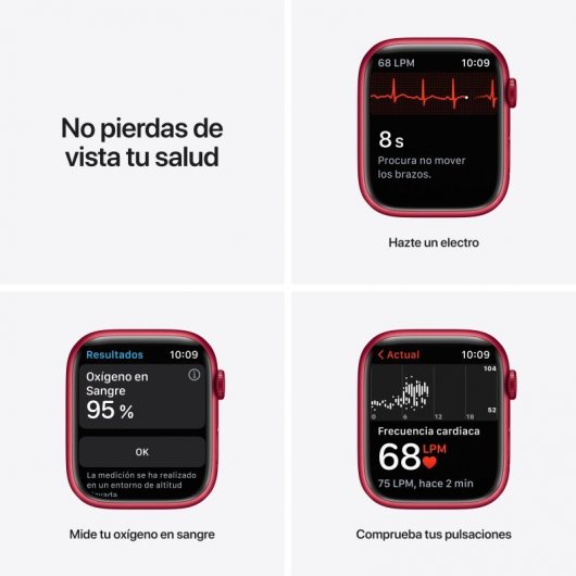 Apple Watch Series 7 GPS 41mm Aluminio Rojo con Correa Deportiva Roja