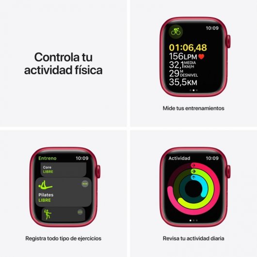 Apple Watch Series 7 GPS 41mm Aluminio Rojo con Correa Deportiva Roja